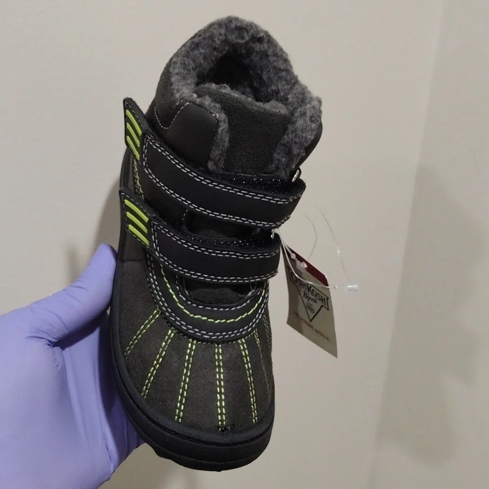 Oshkosh B'gosh Baby Size 12M Style Marley-13 Lace-up Grey and Green Color Boots